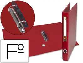 Liderpapel Carpeta de 2 anillas 25mm Folio Forrado Papercoat con Ollao y Tarjetero Rojo