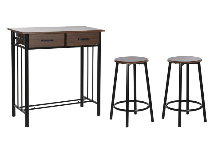 DKD Home Decor Mesa Negro Marron Metal MDF 50 x 84 x 80 cm Set de 3 DKD Home Decor Mesa Negro Marron Metal MDF 50 x 84 x 80 cm Set de 3