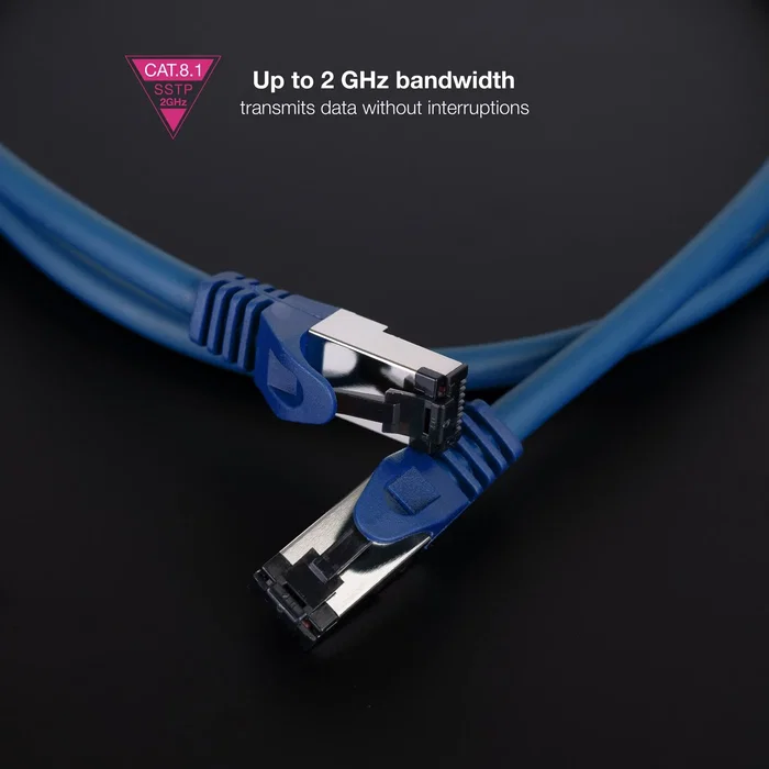 Nanocable 10.20.2001-BL Cable de Red Ethernet Cat8.1 SSTP 40 Gbps, 2 GHz, RJ45 Macho, 1 m, AWG26, LSZH, Cobre, Azul