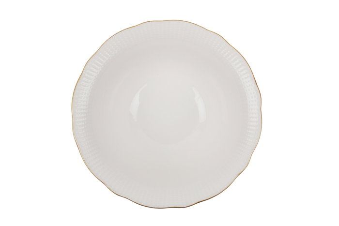 Hermia BNILY24Y2520 Vajilla de 24 Piezas en Porcelana Blanca y Dorada, Apta para Lavavajillas y Microondas, Elegante y Sofisticada