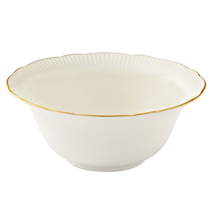 Hermia BNILY24Y2520 Vajilla de 24 Piezas en Porcelana Blanca y Dorada, Apta para Lavavajillas y Microondas, Elegante y Sofisticada