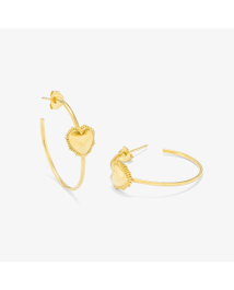 Radiant Pendientes Aros Medianos Gold Sagrado Corazón Dorado