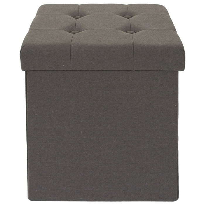 Home Deco Factory Caja-Puf Plegable Eleonor Gris con Almacenamiento 38x38x38 cm