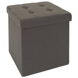 Home Deco Factory Caja-Puf Plegable Eleonor Gris con Almacenamiento 38x38x38 cm