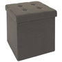 Home Deco Factory Caja-Puf Plegable Eleonor Gris con Almacenamiento 38x38x38 cm