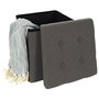Home Deco Factory Caja-Puf Plegable Eleonor Gris con Almacenamiento 38x38x38 cm