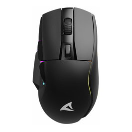 Sharkoon SGM50W Ratón para Juegos Inalámbrico RF/USB, Óptico 6400 DPI, 6 Botones con Cambio DPI, Iluminación RGB, Ergonómico para Diestros, Negro