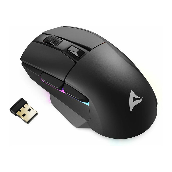 Sharkoon SGM50W Ratón para Juegos Inalámbrico RF/USB, Óptico 6400 DPI, 6 Botones con Cambio DPI, Iluminación RGB, Ergonómico para Diestros, Negro Sharkoon SGM50W Ratón para Juegos Inalámbrico RF/USB, Óptico 6400 DPI, 6 Botones con Cambio DPI, Iluminación RGB, Ergonómico para Diestros, Negro