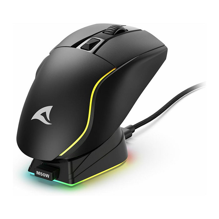 Sharkoon SGM50W Ratón para Juegos Inalámbrico RF/USB, Óptico 6400 DPI, 6 Botones con Cambio DPI, Iluminación RGB, Ergonómico para Diestros, Negro Sharkoon SGM50W Ratón para Juegos Inalámbrico RF/USB, Óptico 6400 DPI, 6 Botones con Cambio DPI, Iluminación RGB, Ergonómico para Diestros, Negro