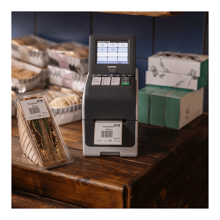 Brother TD-2350DSA(203) Impresora de etiquetas térmica directa, 203 DPI, Negro/Gris