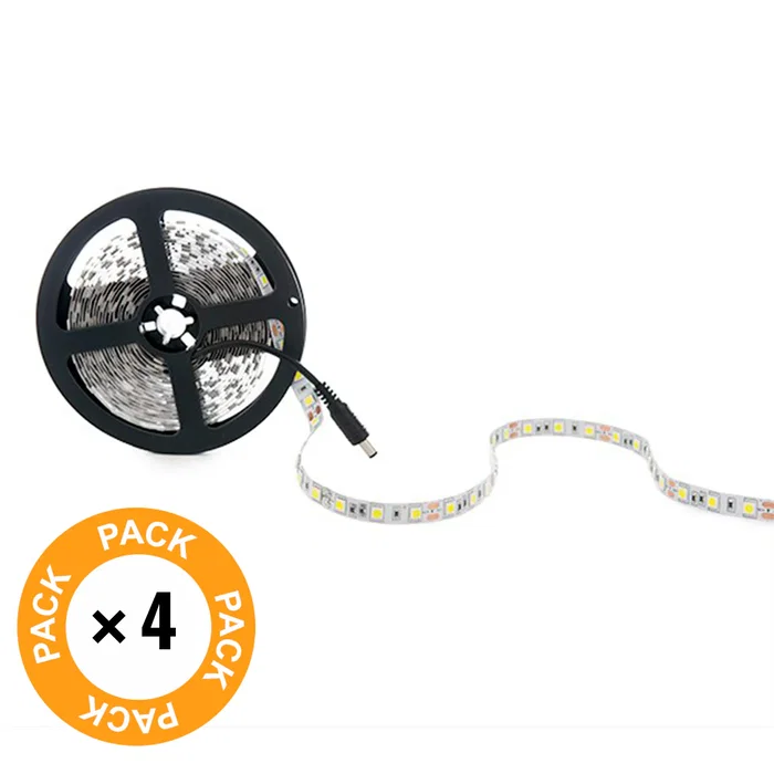 Pack 4 Tiras LED 72W 3780Lm 6000K 300x SMD5050 12VDC 5M 40.000H [PL219009W-PK4-AP]