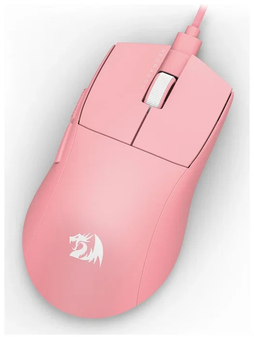 Redragon K1NG M724P Ratón Gaming Láser Rosa, 12400 DPI, 6 Botones, Cable USB 1.5m
