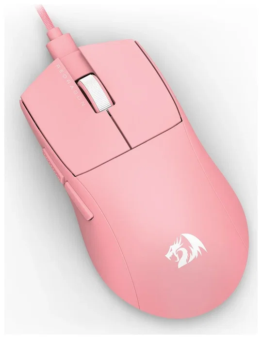 Redragon K1NG M724P Ratón Gaming Láser Rosa, 12400 DPI, 6 Botones, Cable USB 1.5m