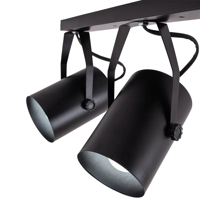 Gianna - Lámpara de Techo Plafón LED de 3 Luces Orientable, Focos E27, IP25, Color Negro, HO-3XE27WALLLIGHT_B
