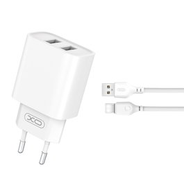 XO Cargador de móvil 2 USB 2.1A con cable tipo C