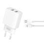 XO Cargador de móvil 2 USB 2.1A con cable tipo C