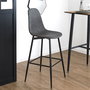 Home Deco Factory Taburete de Bar Gris, Asiento PU, Patas Hierro, Altura Asiento 70 cm
