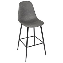 Home Deco Factory Taburete de Bar Gris, Asiento PU, Patas Hierro, Altura Asiento 70 cm