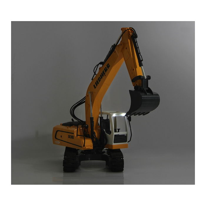 Jamara Bagger Liebherr R936 1:20 2,4G 6+ - Excavadora eléctrica radiocontrol lista usar, escala 1:20, efectos luminosos y sonoros, para niños +8 años