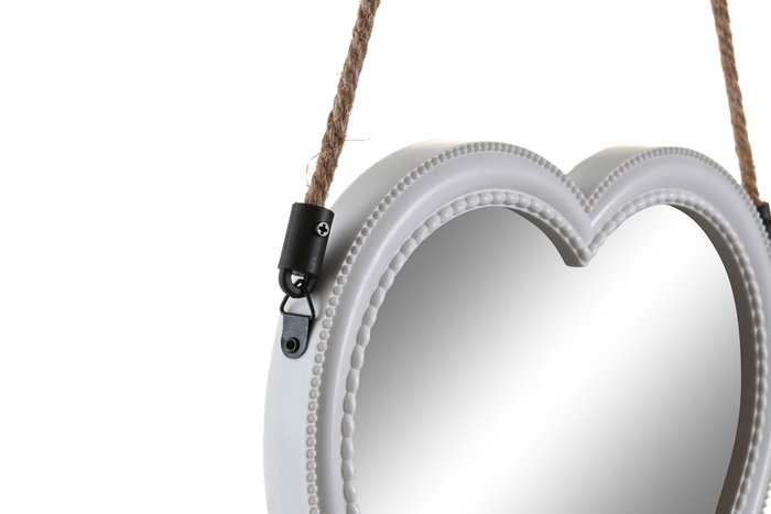 DKD Home Decor Set de 3 Espejos Corazón Blanco