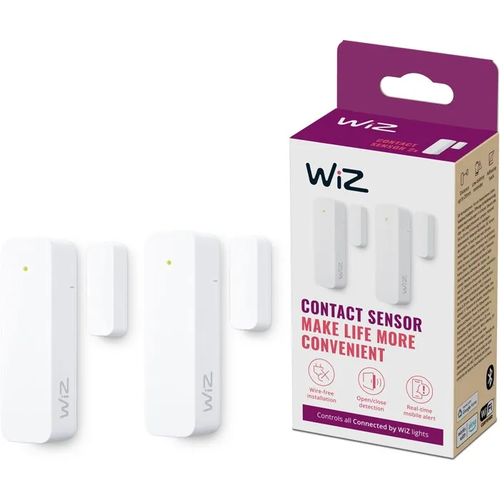 WIZ - Paquete de 2 Sensores de Contacto AAAXS75460 para Monitoreo del Hogar con Notificaciones en App