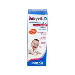 Health Aid Vitamina D3 Gotas Sabor Naranja 50 ml - Suplemento Infantil para Huesos, Bebés y Niños hasta 5 Años, 400 UI por Dosis, Apto Vegetarianos