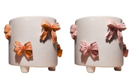 DKD Home Decor Macetero de Cerámica con Lazos Surtido de Colores