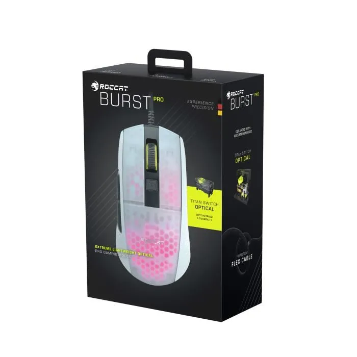 Roccat Ratón para Juegos Burst Pro Blanco Ultraligero 68g Titan Switch Optical AIMO