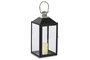 DKD Home Decor Farola Negro Plateado Acero y Cristal 18 x 18 x 41 cm Set de 2