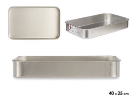 Kinvara Rustidera Aluminio 40x25 cm Plata Apta para Gas y Horno (Set de 12)