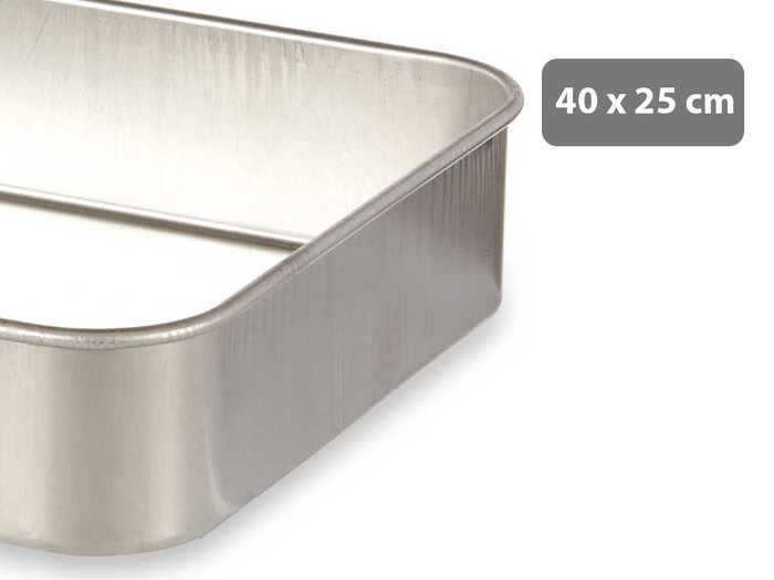 Kinvara Rustidera Aluminio 40x25 cm Plata Apta para Gas y Horno (Set de 12)