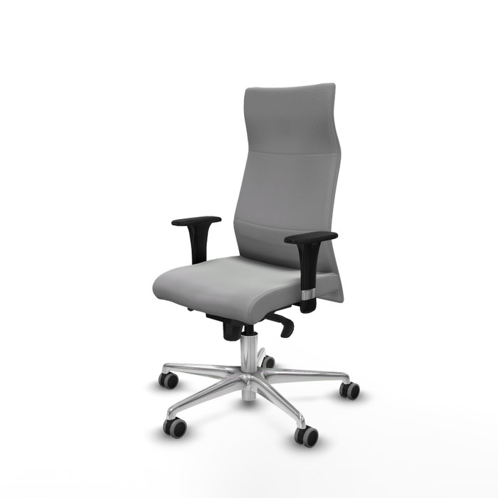 PIQUERAS Y CRESPO Sillón Albacete con mecanismo Sincro, Similpiel Gris claro, Base Aluminio y Brazos 1D