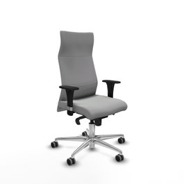 PIQUERAS Y CRESPO Sillón Albacete con mecanismo Sincro, Similpiel Gris claro, Base Aluminio y Brazos 1D