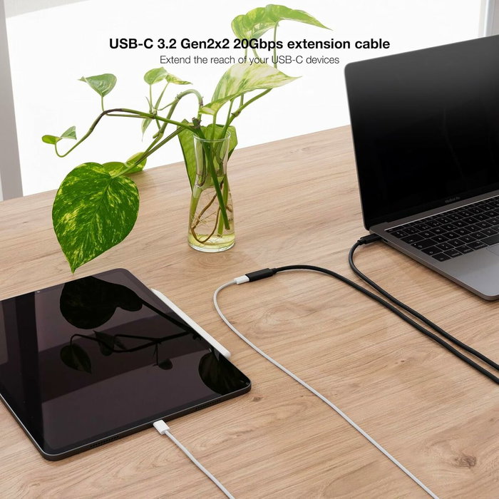 Nanocable Cable Prolongador USB-C 3.2 Gen2x2 20Gbps 100W 4K/60Hz 1m Negro Nanocable Cable Prolongador USB-C 3.2 Gen2x2 20Gbps 100W 4K/60Hz 1m Negro
