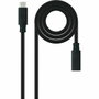 Nanocable Cable Prolongador USB-C 3.2 Gen2x2 20Gbps 100W 4K/60Hz 1m Negro