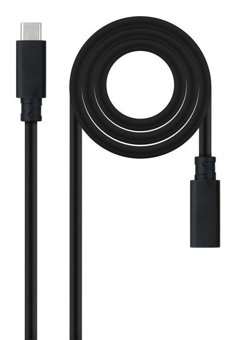 Nanocable Cable Prolongador USB-C 3.2 Gen2x2 20Gbps 100W 4K/60Hz 1m Negro Nanocable Cable Prolongador USB-C 3.2 Gen2x2 20Gbps 100W 4K/60Hz 1m Negro