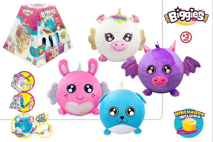 Color Baby Peluche Biggies Inflable Gigante Crece x10 51.5cm Modelos Surtidos Suave Tierno Incluye Bomba Juguete Niños 3+ Años