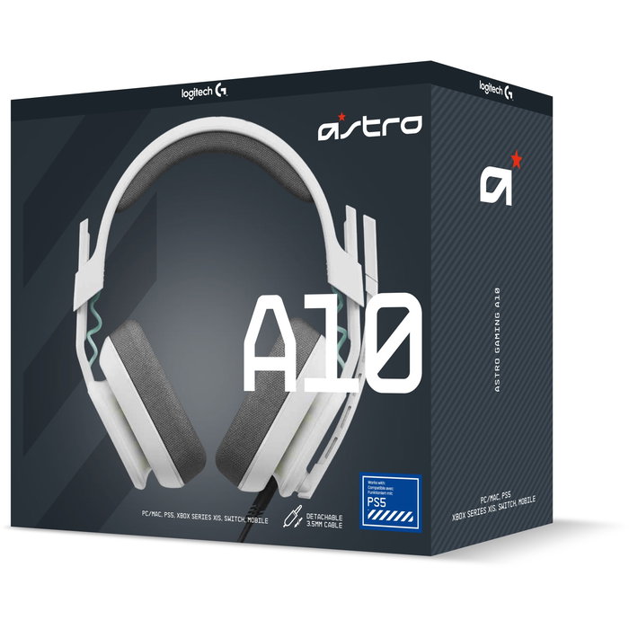 Logitech ASTRO Gaming A10 Auriculares Gaming Diadema InalÃ¡mbricos con MicrÃ³fono Boom, Blanco, 20-20000Hz, Compatibles con PC, PS4, PS5, Xbox One, Series X|S