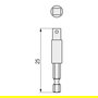DUVER Adaptador Inserción 1/4 Cuadradillo 1/4 25mm