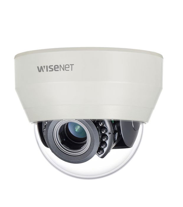 Hanwha Cámara Minidomo AHD 2MP Wisenet 3.2-10mm IR20m 120dB WDR Interior 12/24V XNO-6010R