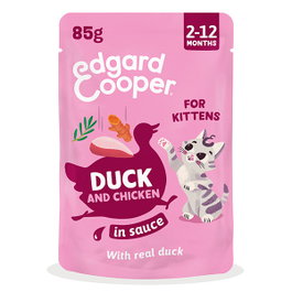 EDGARCOOPERVET EC Feline Kitten Trocitos en Salsa Pato y Pollo 12x85g