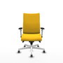 PIQUERAS Y CRESPO Silla Albacete confidente con mecanismo Sincro, Similpiel Amarillo, Base Blanca, Brazos 1D y Ruedas 65mm