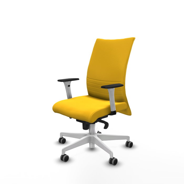 PIQUERAS Y CRESPO Silla Albacete confidente con mecanismo Sincro, Similpiel Amarillo, Base Blanca, Brazos 1D y Ruedas 65mm PIQUERAS Y CRESPO Silla Albacete confidente con mecanismo Sincro, Similpiel Amarillo, Base Blanca, Brazos 1D y Ruedas 65mm