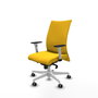 PIQUERAS Y CRESPO Silla Albacete confidente con mecanismo Sincro, Similpiel Amarillo, Base Blanca, Brazos 1D y Ruedas 65mm