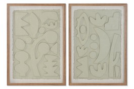 DKD Home Decor Cuadro Beige Abstracto Cristal Papel Mache 3 x 70 x 50 cm (2 Unidades)