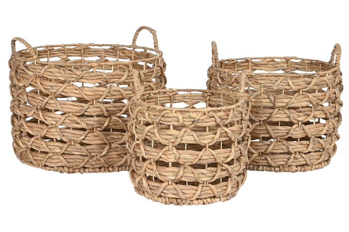 DKD Home Decor Set de 3 Cestas de Jacinto de Agua Natural DKD Home Decor Set de 3 Cestas de Jacinto de Agua Natural