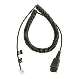 Jabra 8800-01-01 Cable de espiral QD a RJ10, Negro, 2 m