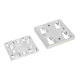 RUJZ Placa Enganche Cuña 80x80mm Para Patas Acabado Níquel Satinado Sistema Seguridad