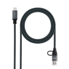 Nanocable Cable USB 3.2 Gen2x2 20Gbps 100W, USB-C+A/M a USB-C/M, 2m, Gris/Negro