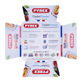 Recipiente Cuadrado Boro Cook & Freeze Pyrex® 20x20x7 cm - 2 L